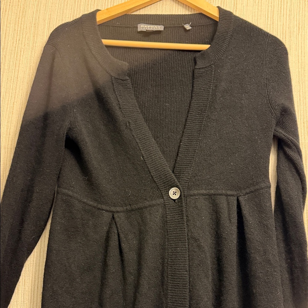 Repeat Cashmere Black Button-Up Long Cardigan S - image 7